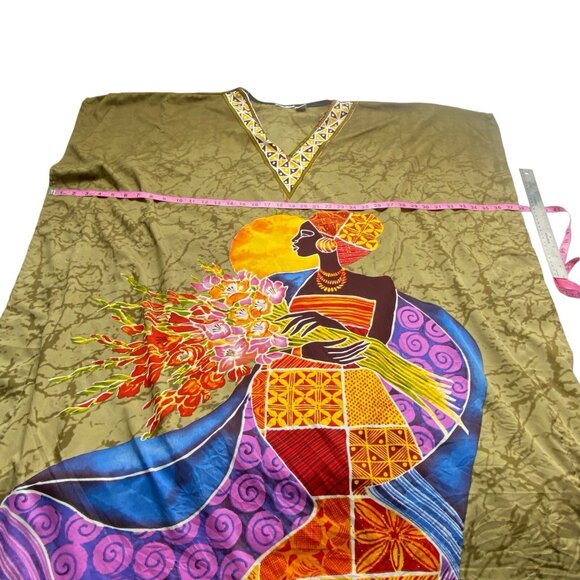 SANTE CLASSICS Women MuuMuu Ethnic Print Kaftan One Size Multicolor Lounge 49-7 - Picture 9 of 15